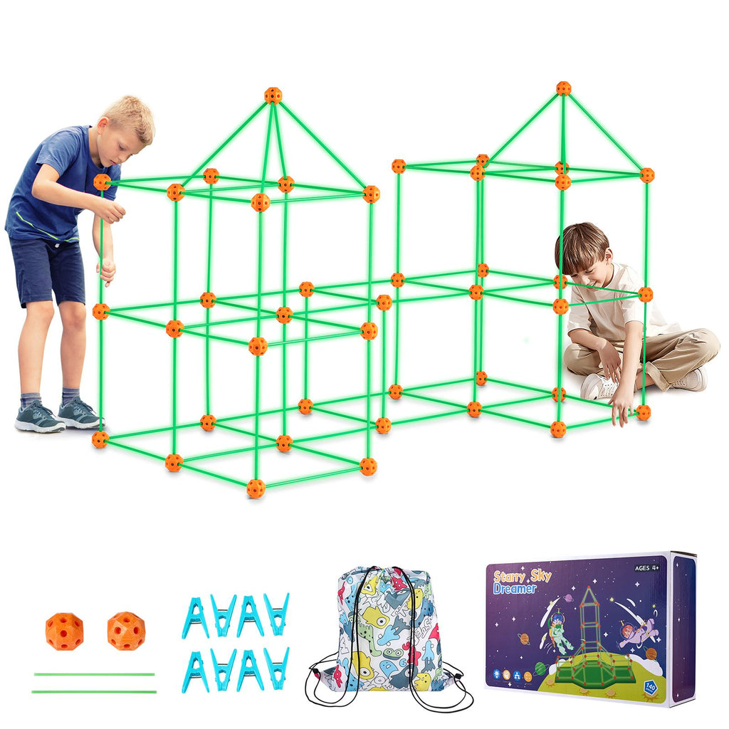 Glow-in-the-Dark Fort Building Kit, 140 Pieces