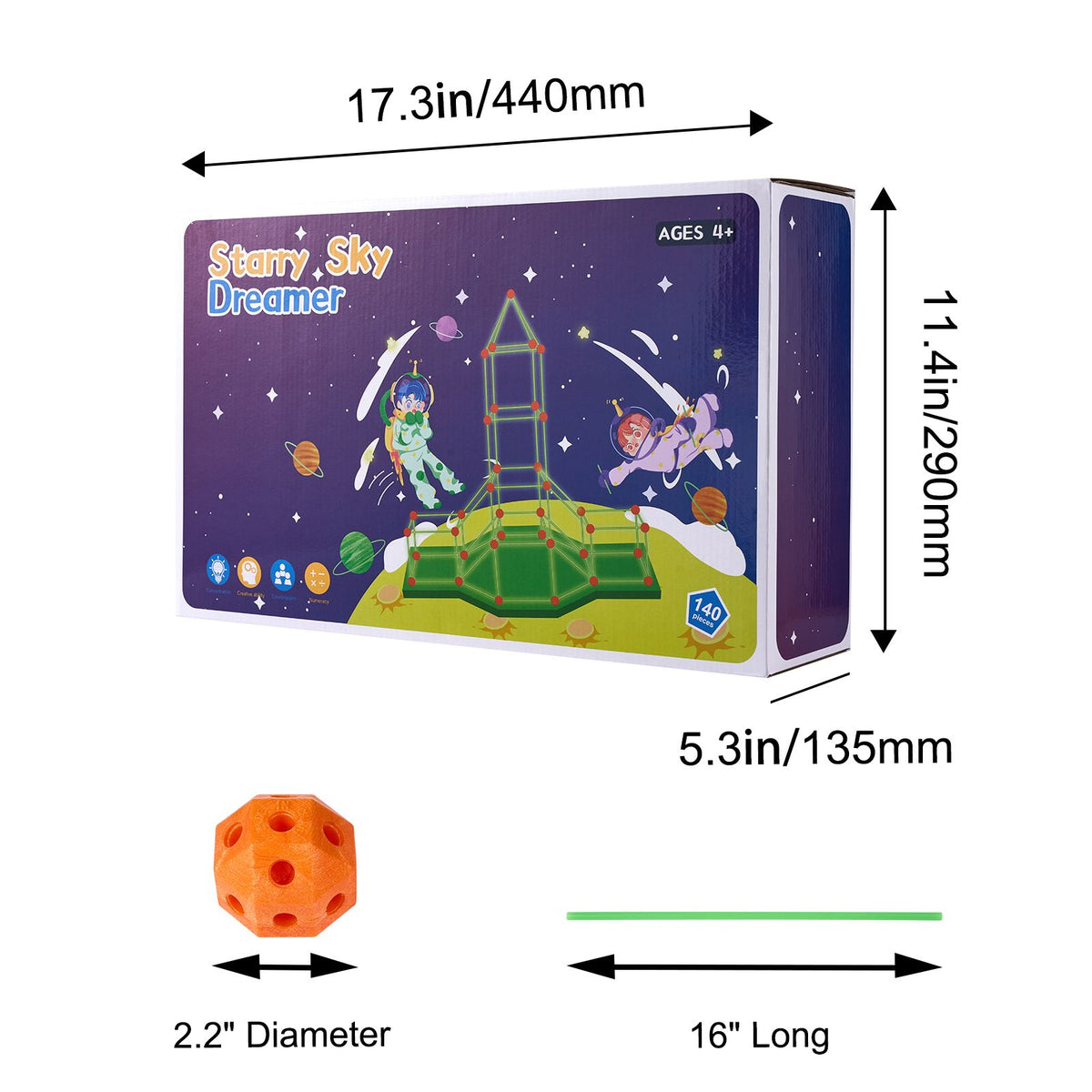 Glow-in-the-Dark Fort Building Kit, 140 Pieces