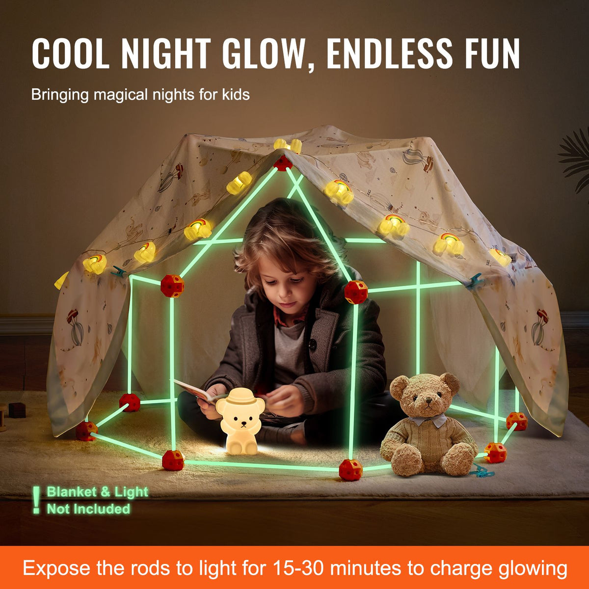 Glow-in-the-Dark Fort Building Kit, 140 Pieces