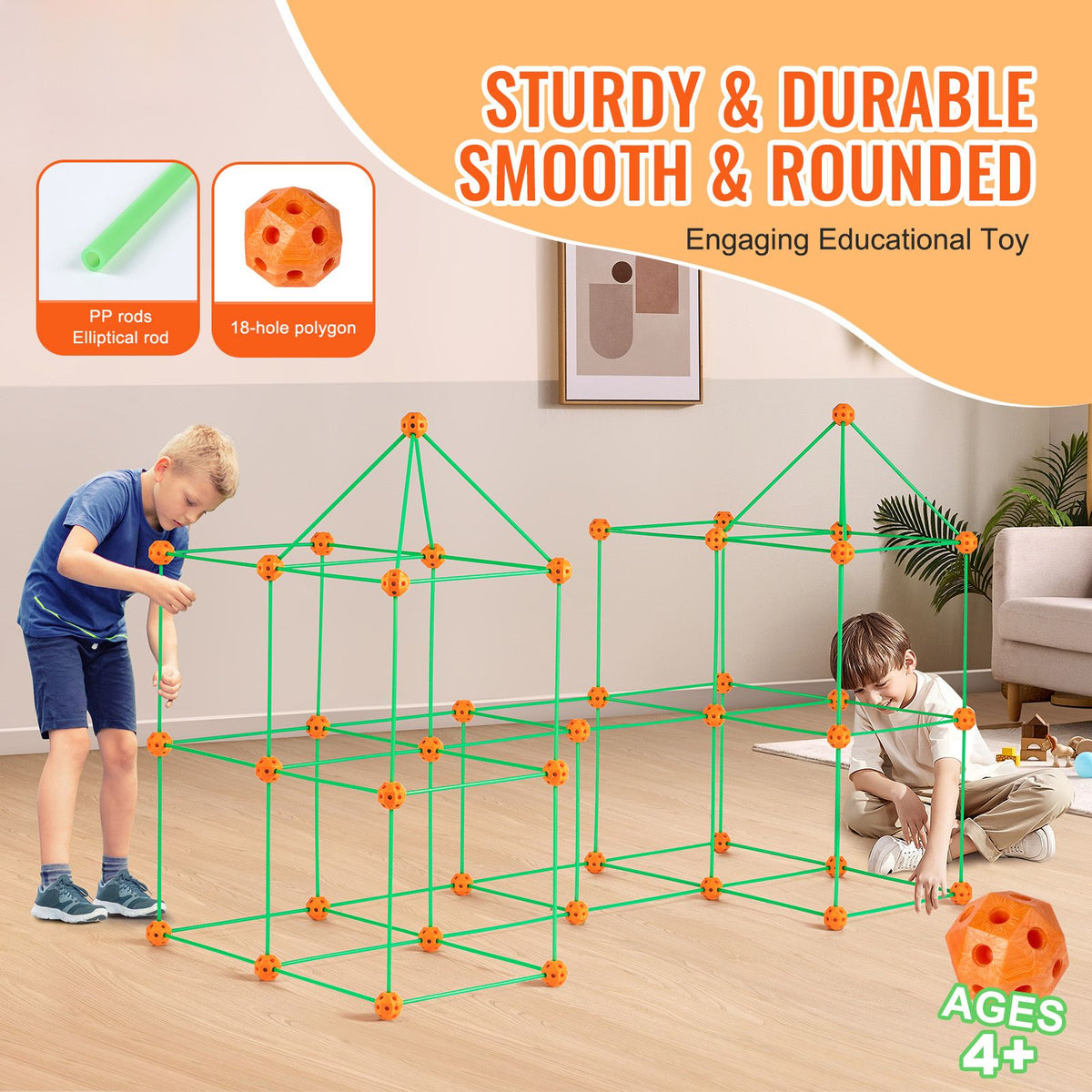 Glow-in-the-Dark Fort Building Kit, 140 Pieces