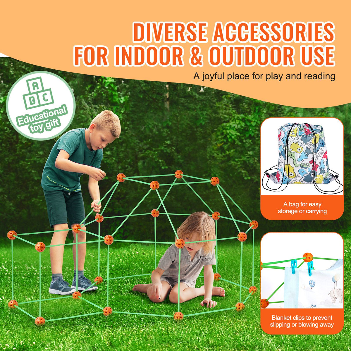Glow-in-the-Dark Fort Building Kit, 140 Pieces