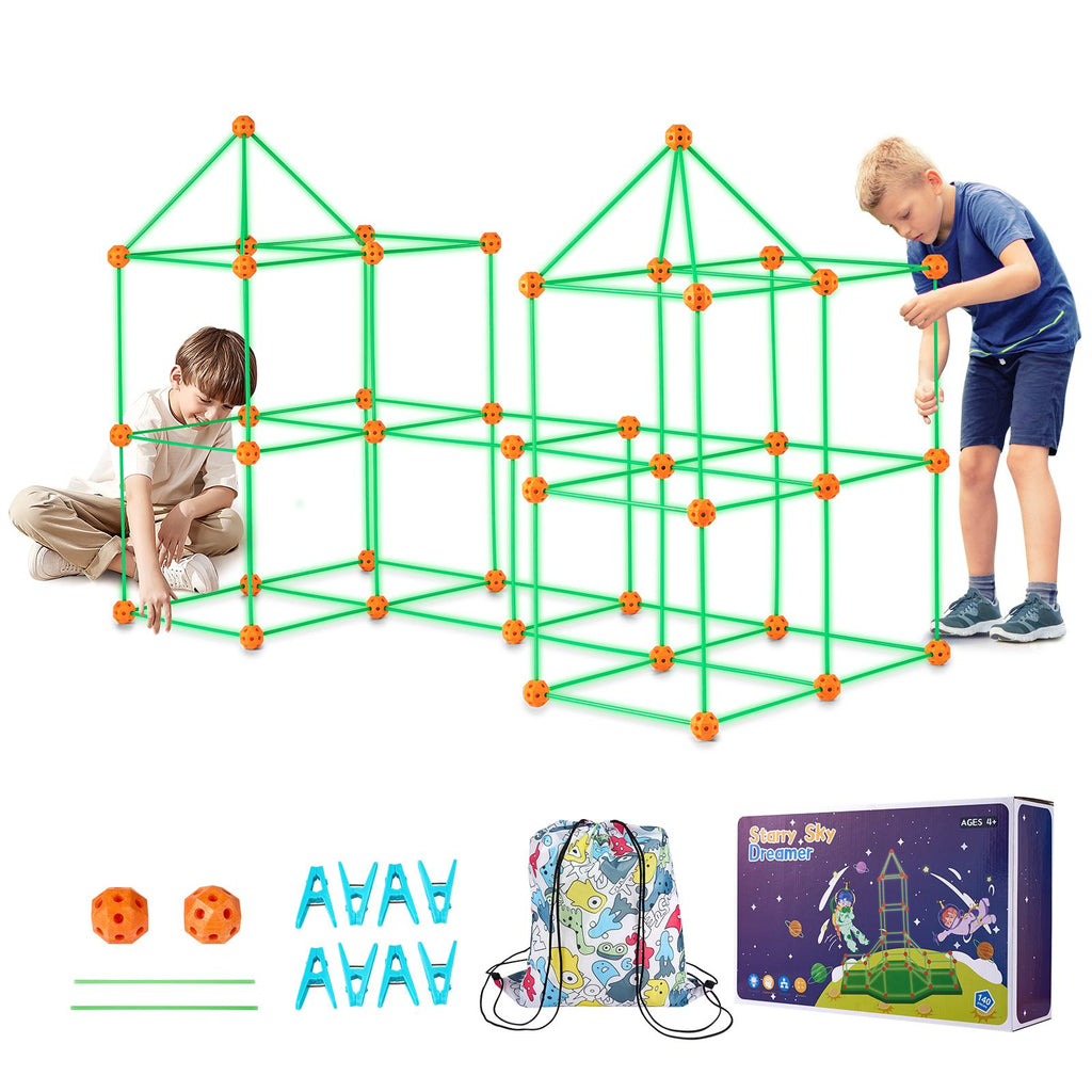 Glow-in-the-Dark Fort Building Kit, 140 Pieces