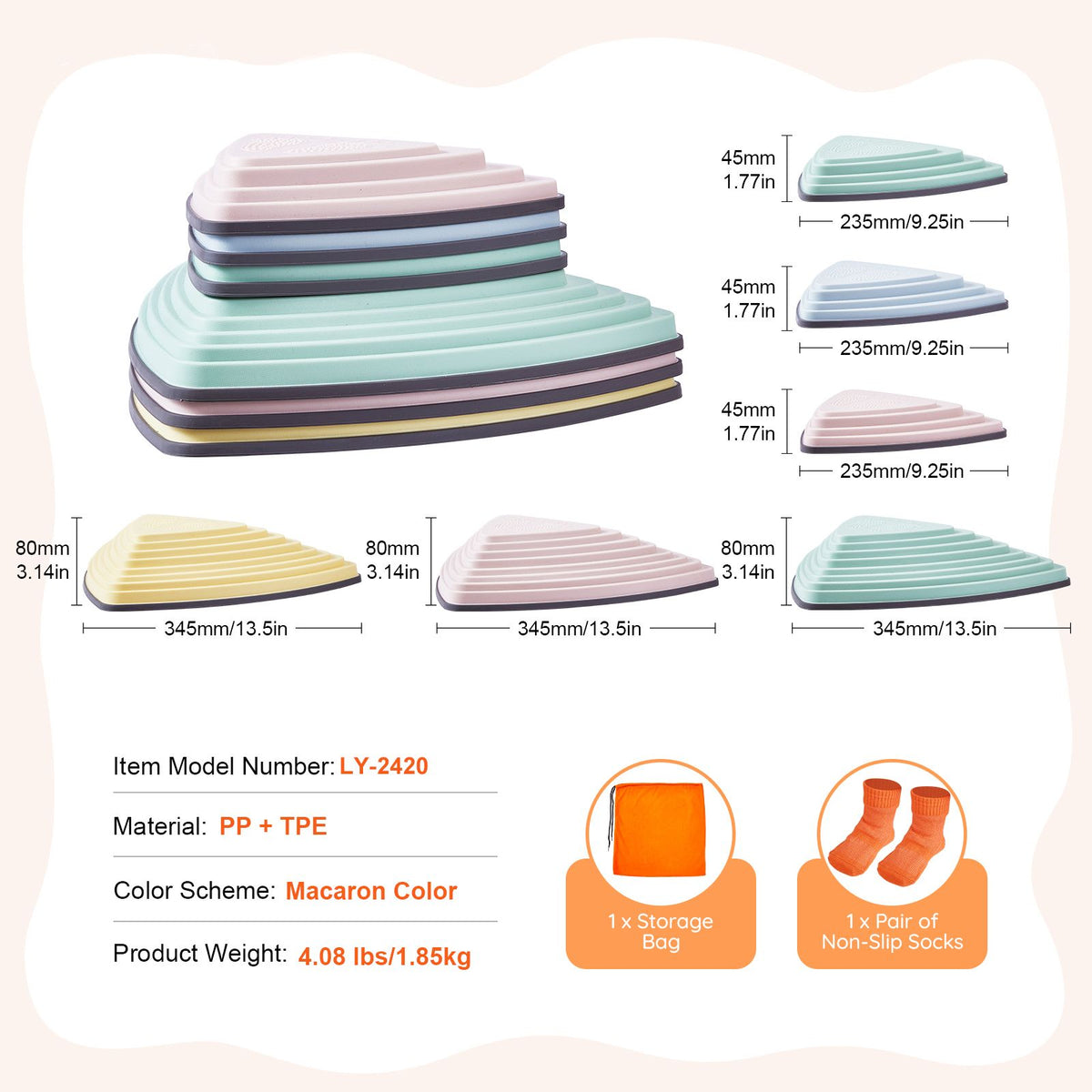 Balance Stepping Stones for Kids, 6-Piece