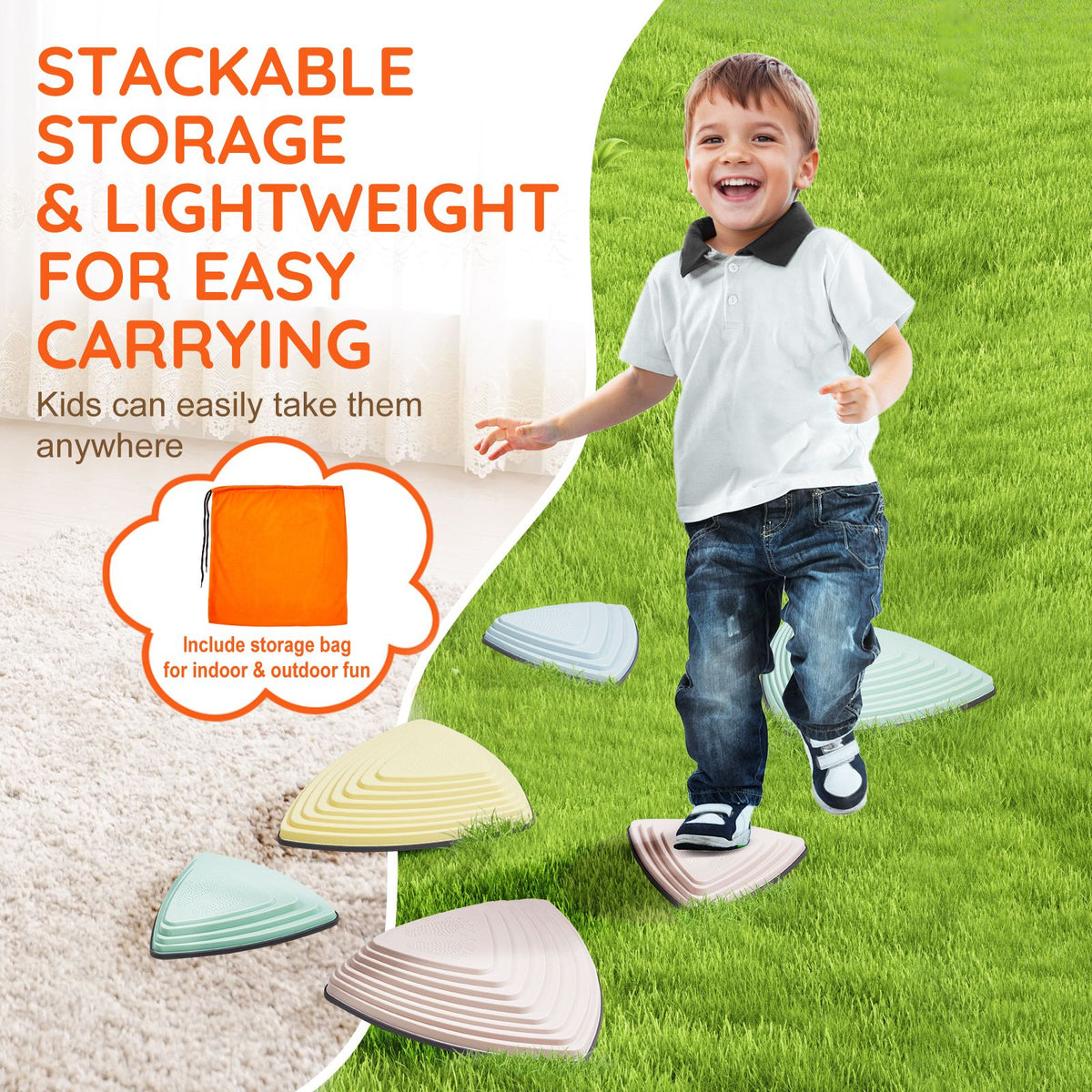Balance Stepping Stones for Kids, 6-Piece