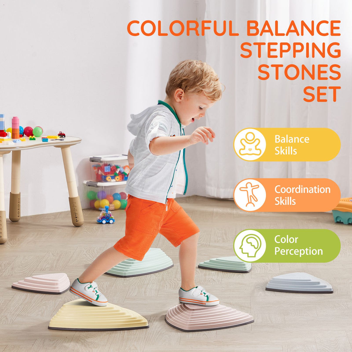 Balance Stepping Stones for Kids, 6-Piece