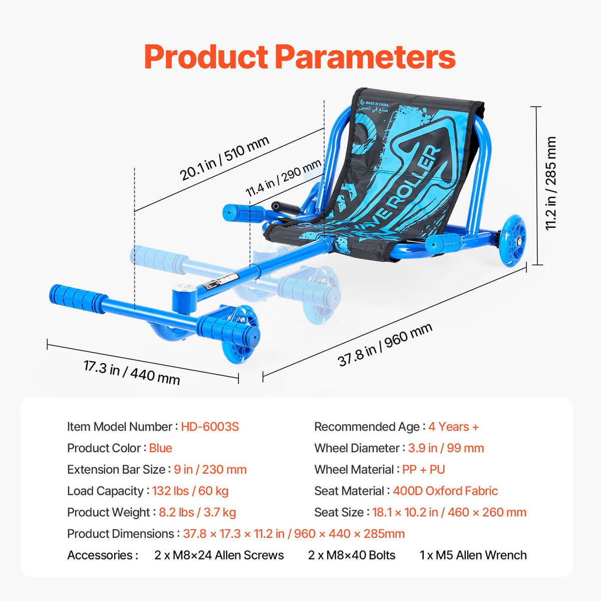 Kids Swing Ride-On Scooter, 132 lb Capacity