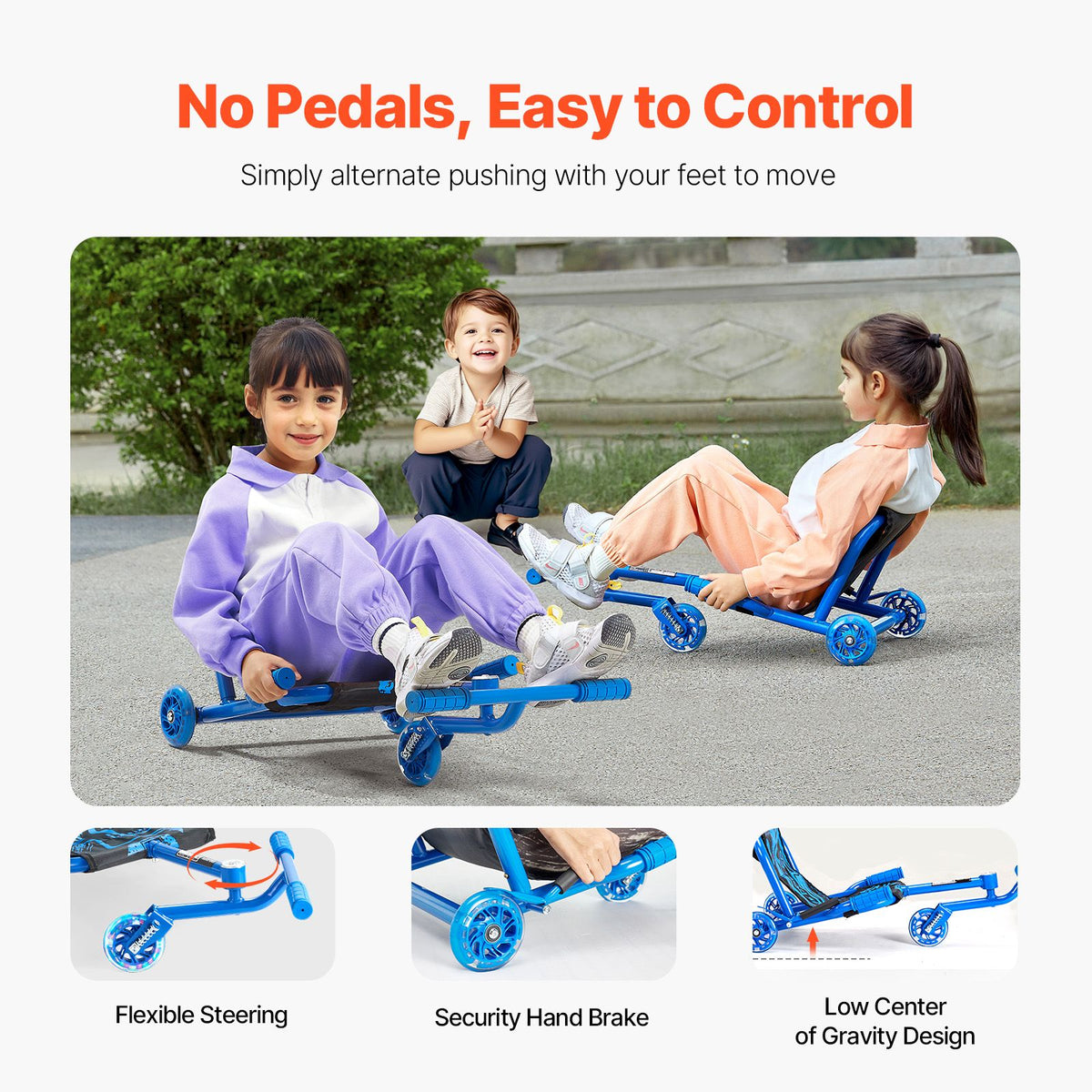 Kids Swing Ride-On Scooter, 132 lb Capacity