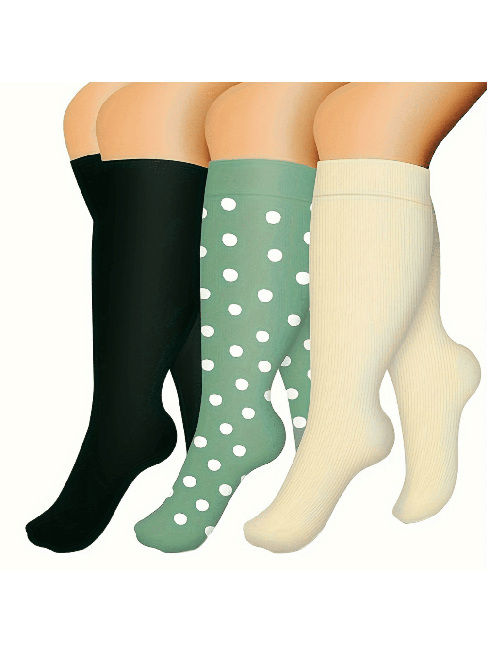 Men's Knee-High Compression Socks, 3-Pack – Polka Dot